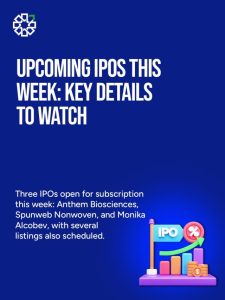 Upcoming IPOs This Week July 2025: Anthem Biosciences, Spunweb, Monika Alcobev | PL Capital